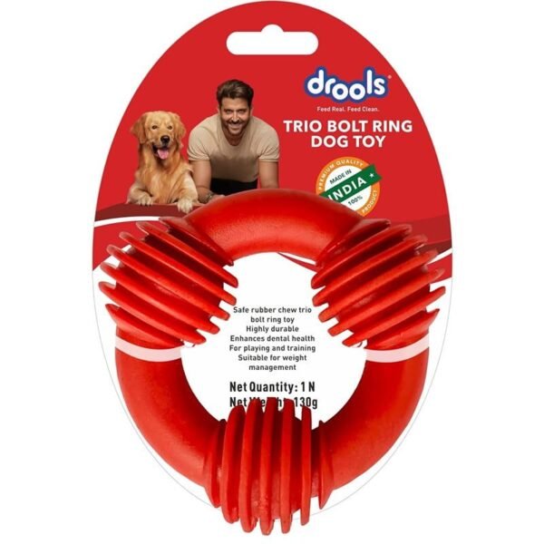 Drools Trio Bolt Ring Dog Toy,Puppy/Dog Teething Toy, 130 gm