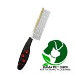 Pet Needs Pet Comb Stainless Steel Pin Dog Grooming Brush With Soft Grip Handle (Black Red)